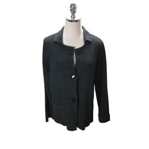Benedetta B Cardigan Women's Size Large Dark Gray Sweater Merino Blend Italy